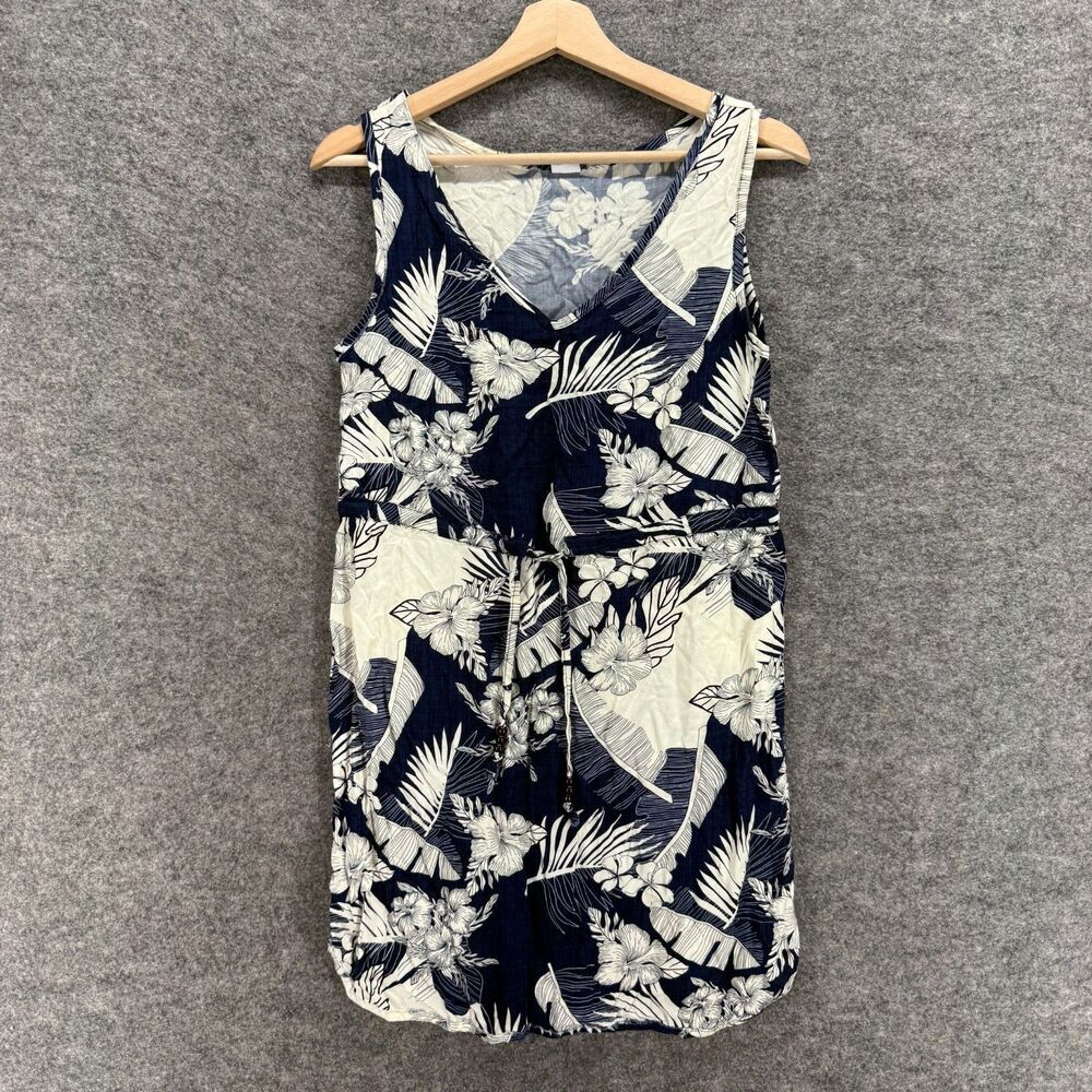 Palmwave Hawaii Top Women M Medium Black Floral V-Neck Sleeveless Rayon Casual